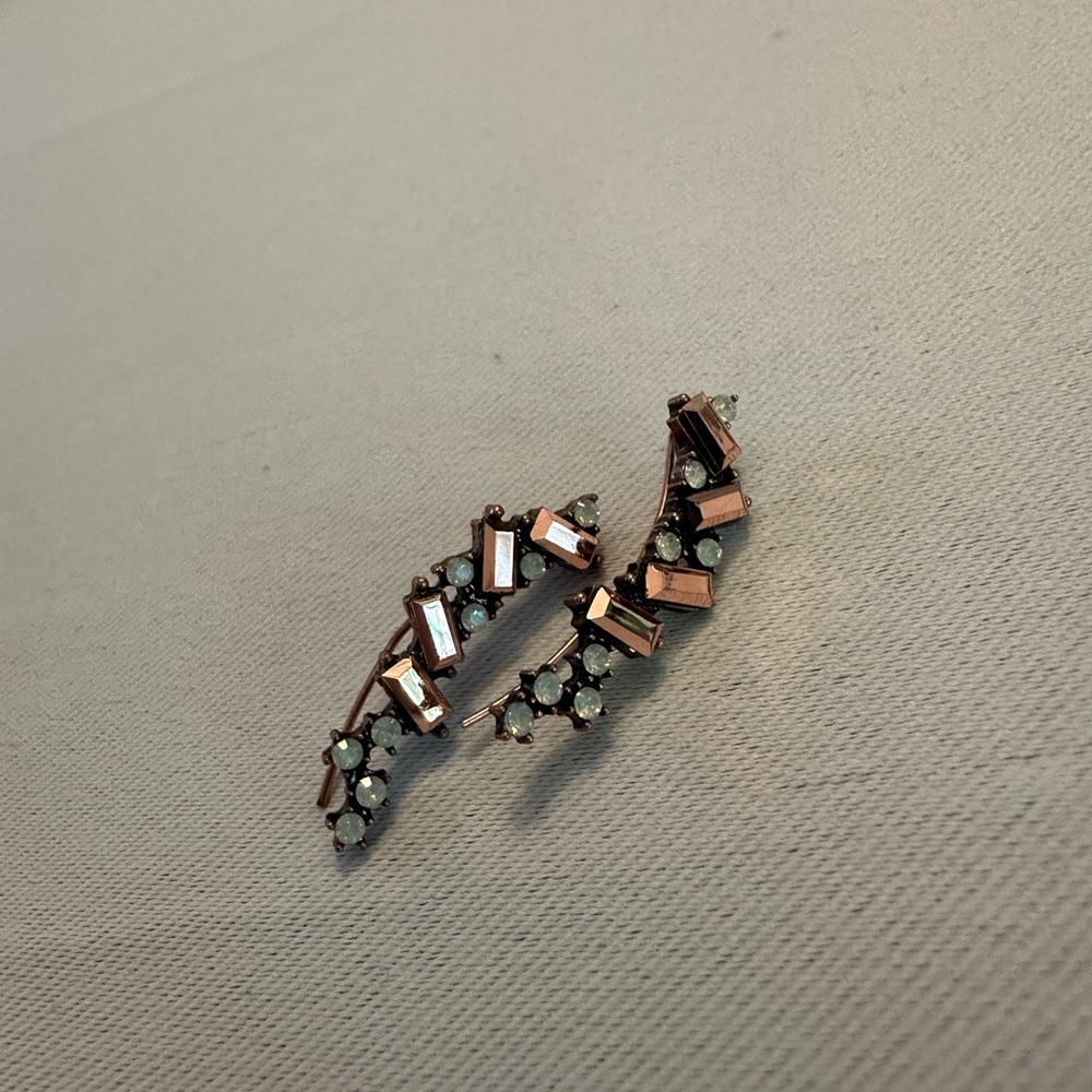 Rose Gold Plated and Silver Crystal Earrings